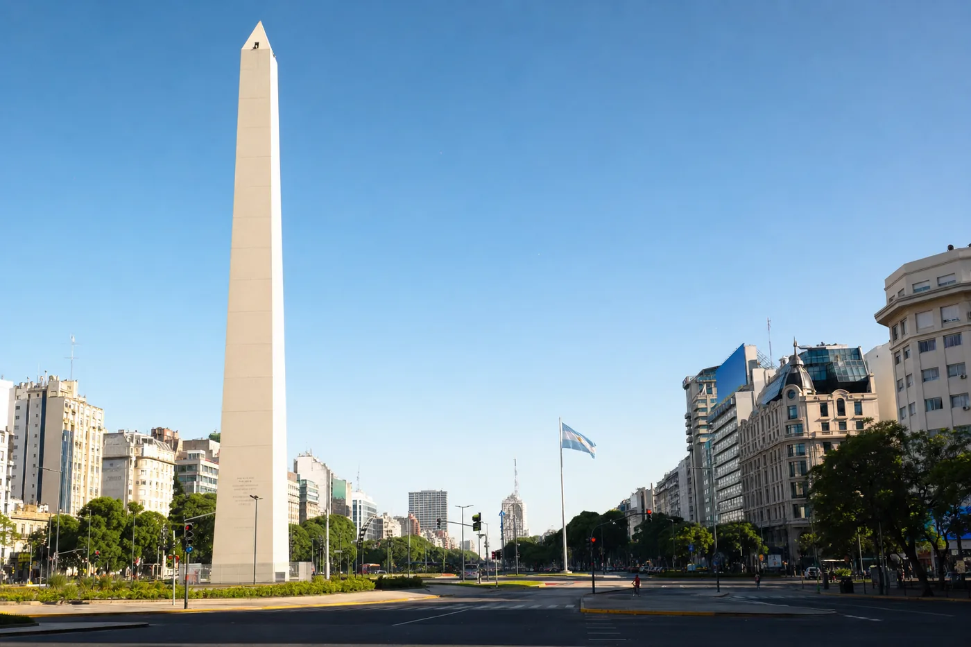 Argentina – famous landmark with the national flag