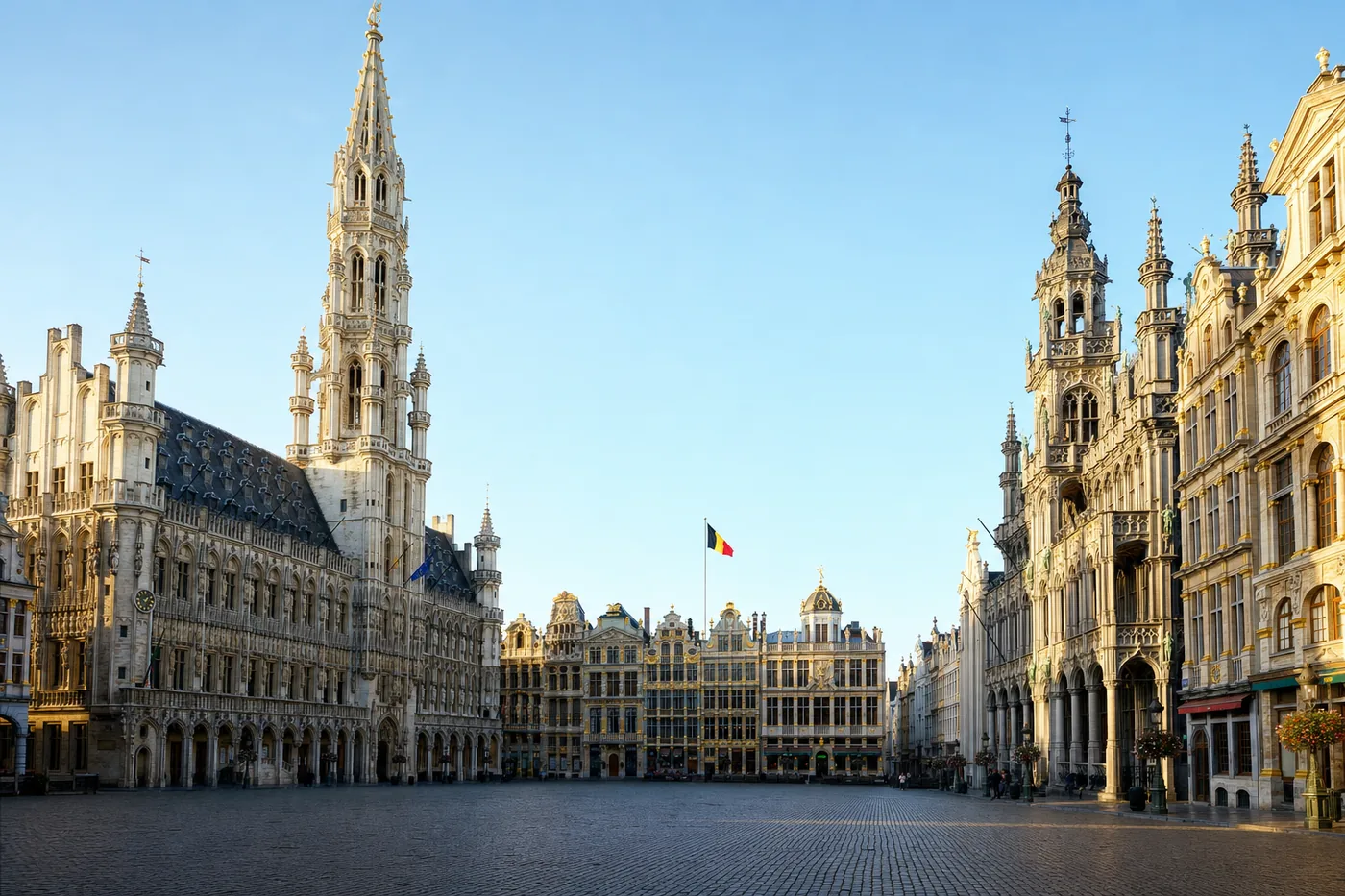 Belgium – famous landmark with the national flag