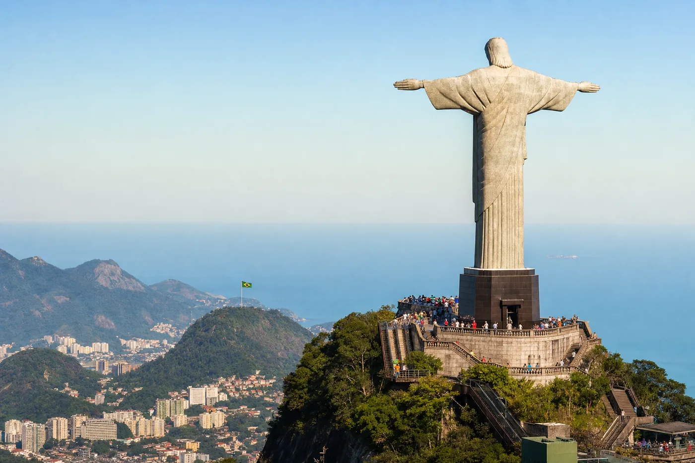 Brazil – famous landmark with the national flag
