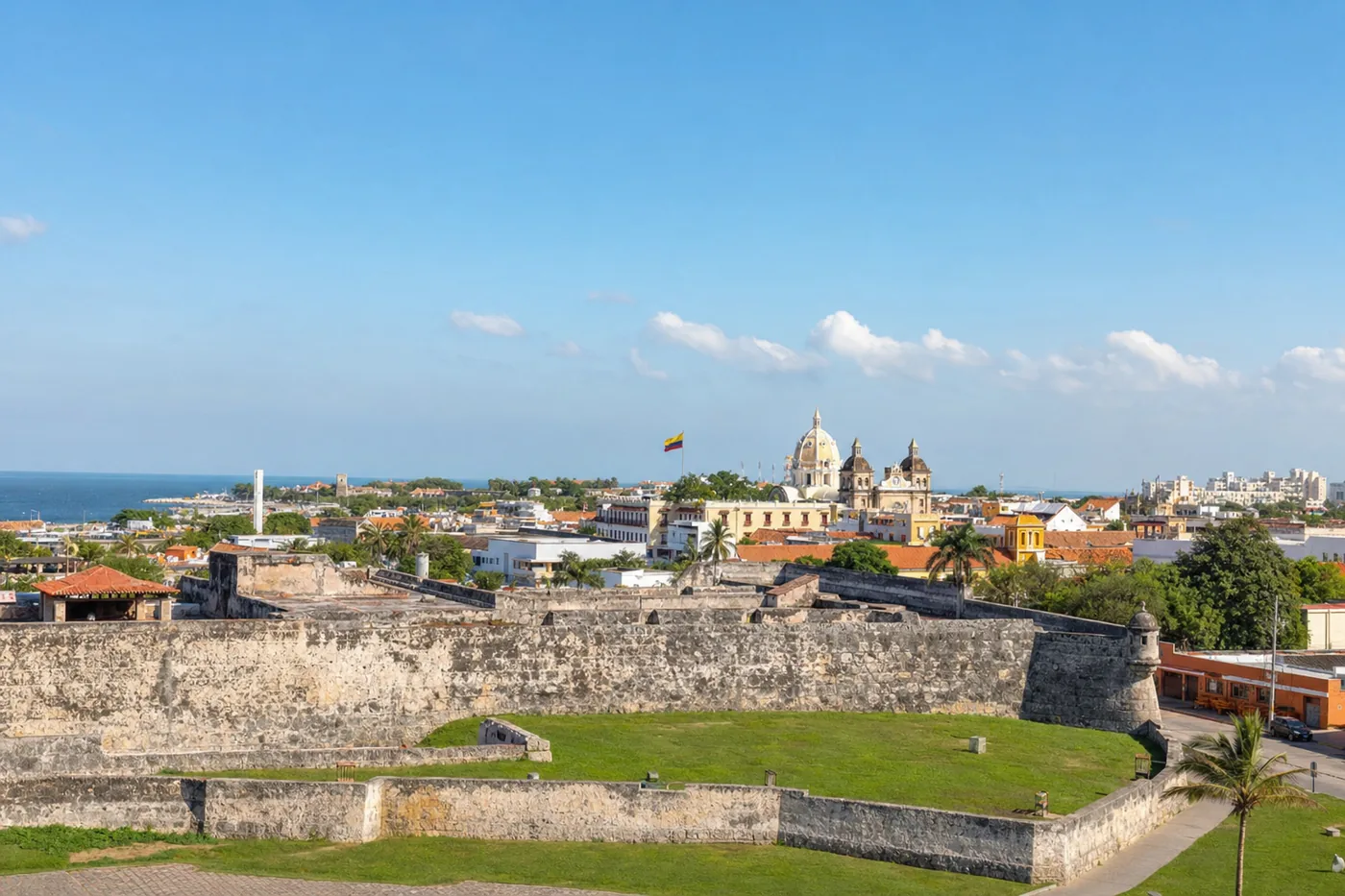 Colombia – famous landmark with the national flag