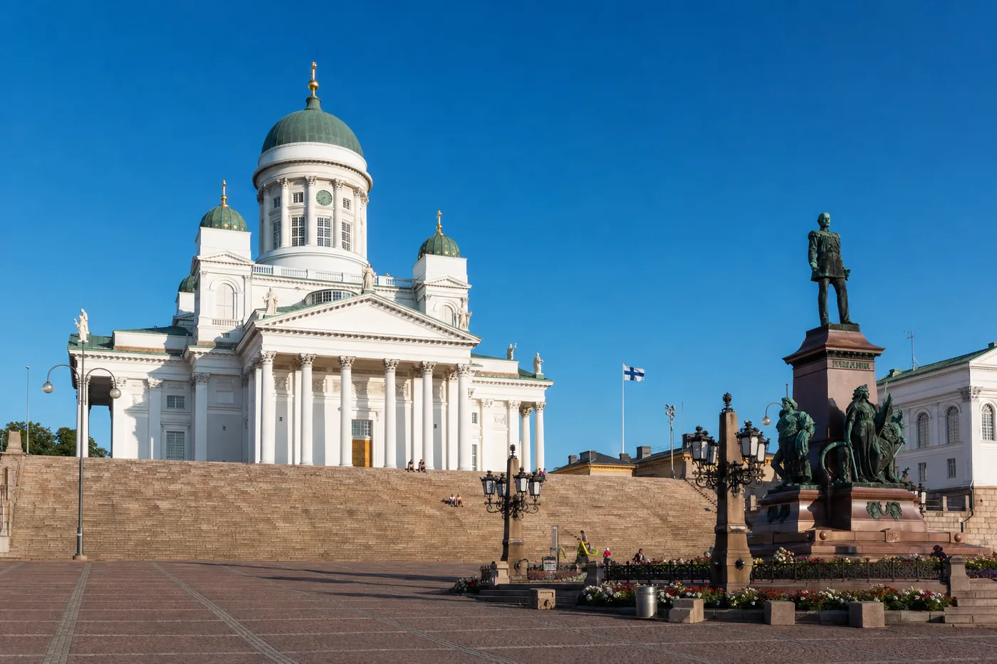 Finland – famous landmark with the national flag