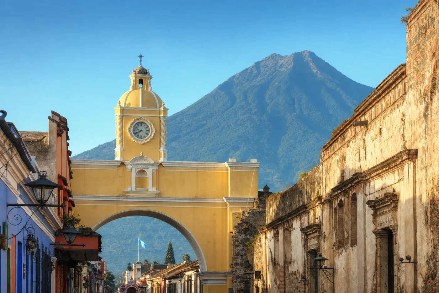 Guatemala – famous landmark with the national flag
