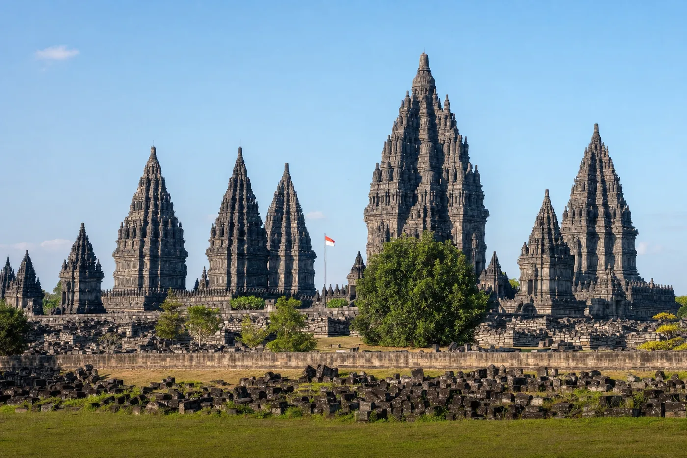 Indonesia – famous landmark with the national flag