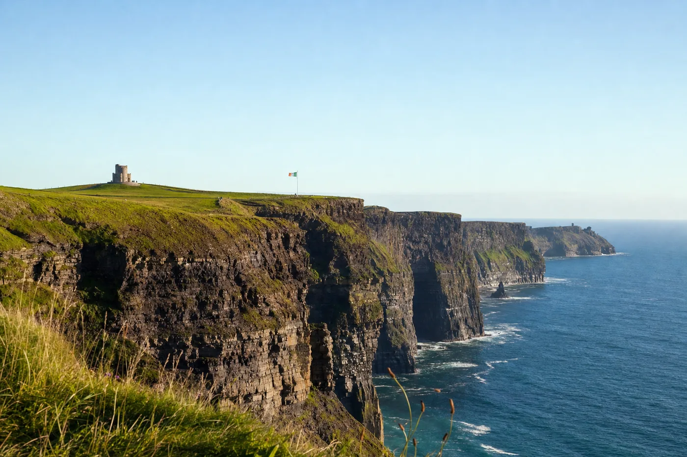 Ireland – famous landmark with the national flag