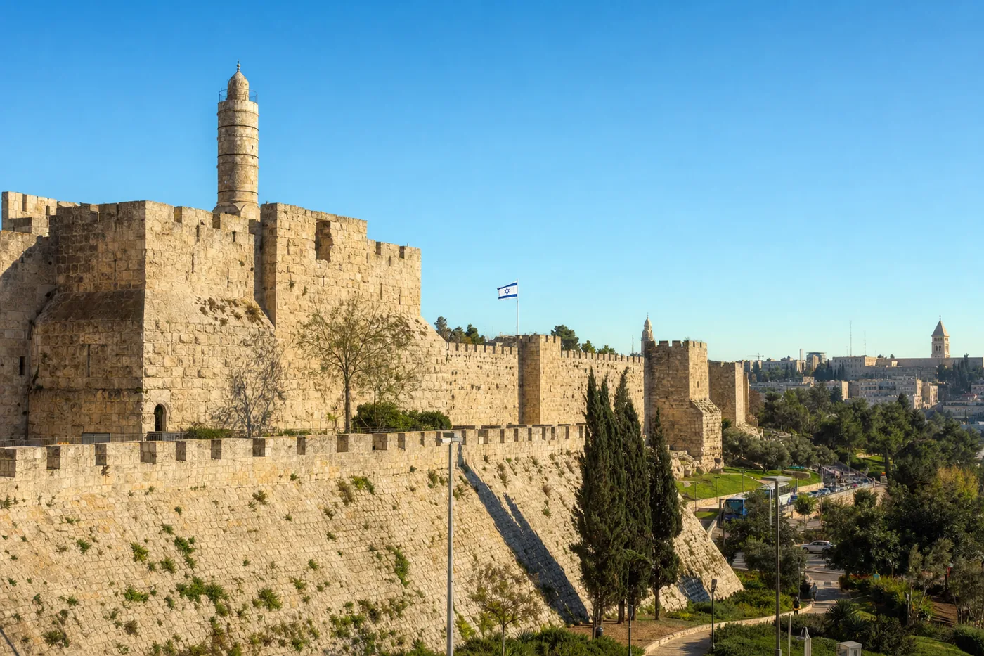 Israel – famous landmark with the national flag