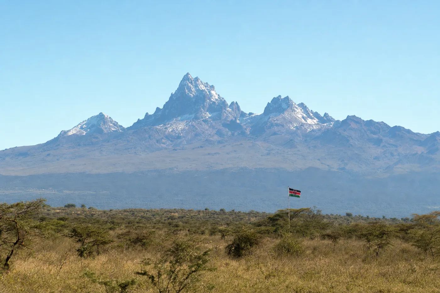 Kenya – famous landmark with the national flag