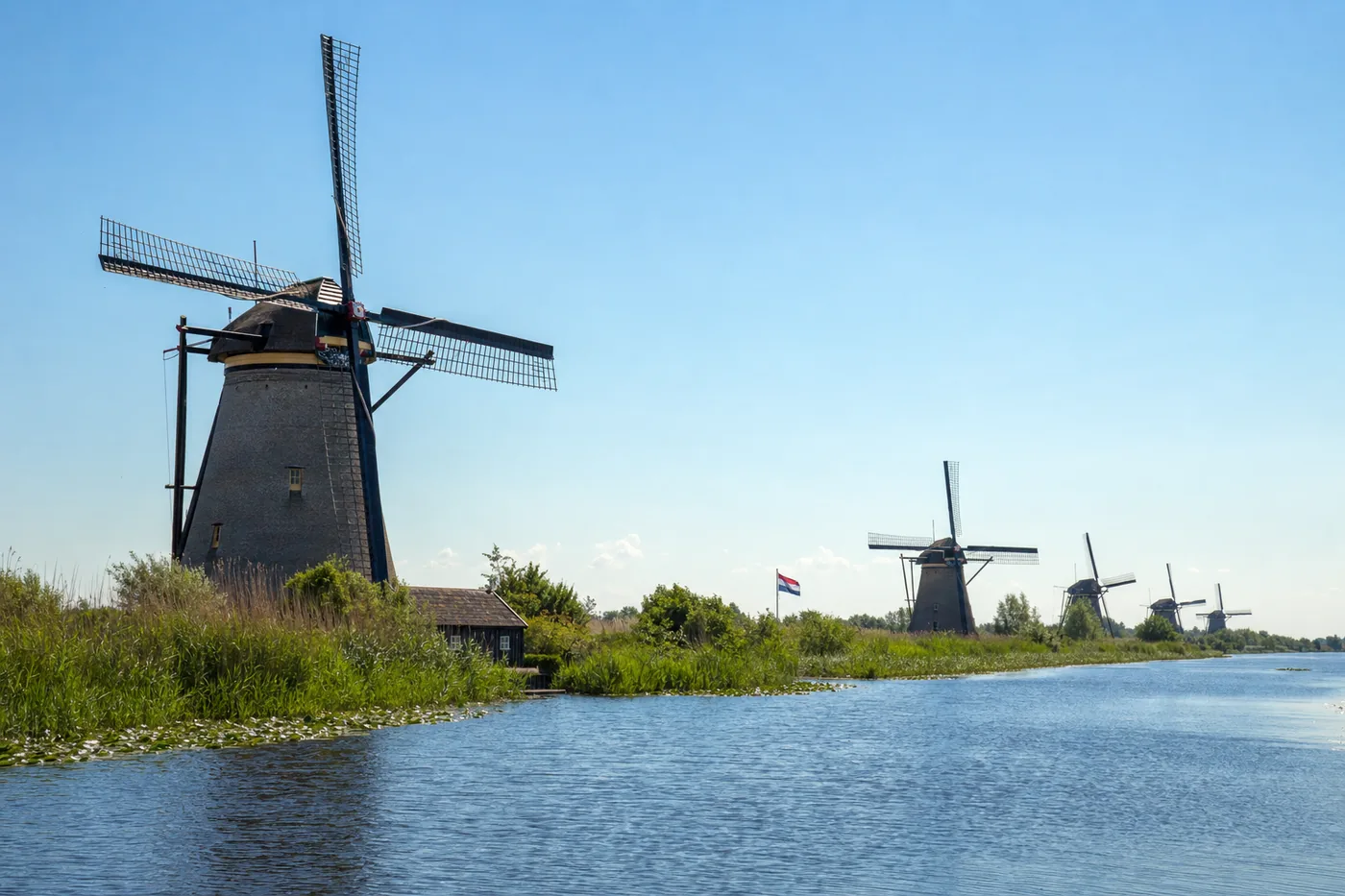 Netherlands – famous landmark with the national flag