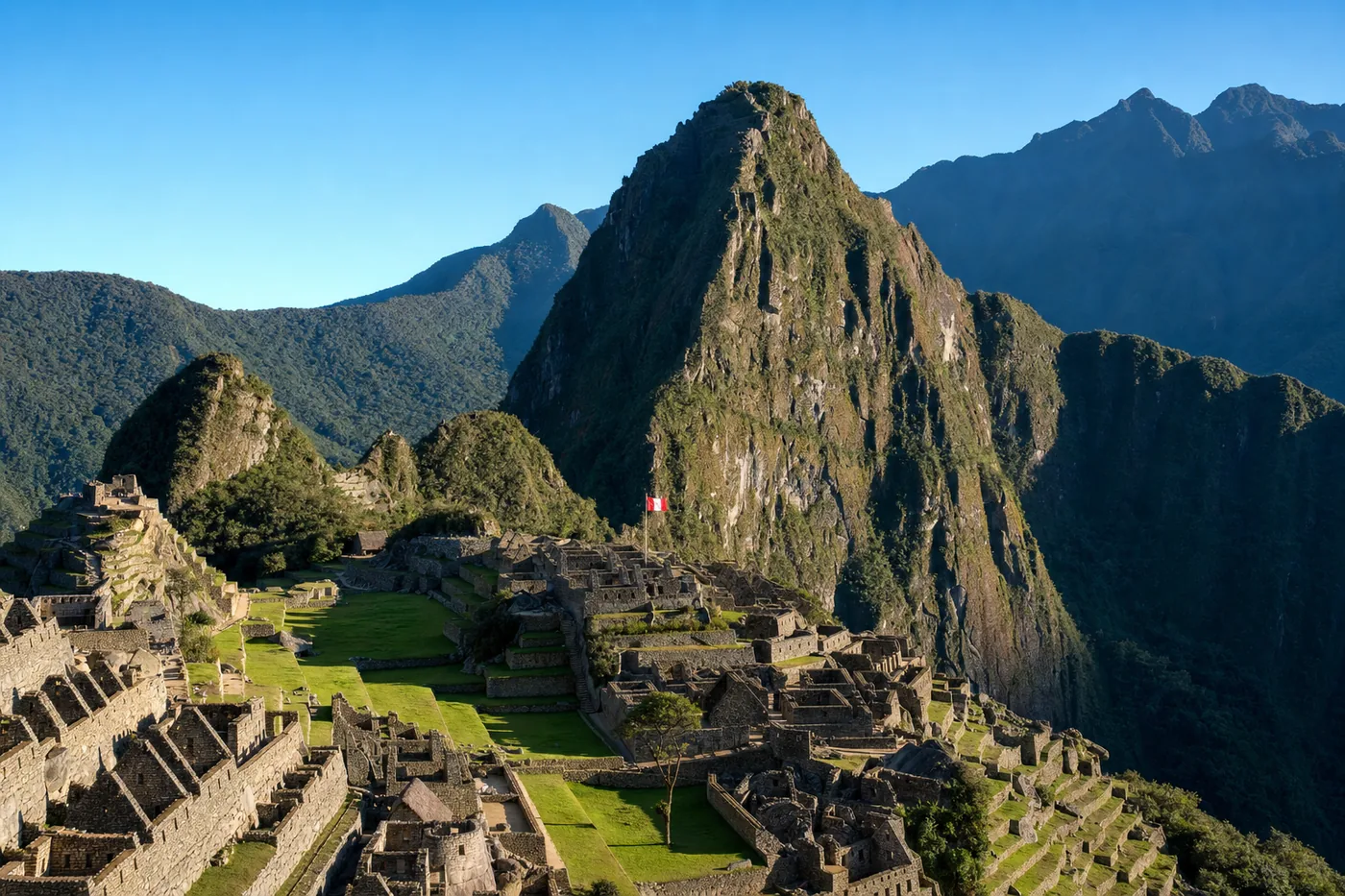 Peru – famous landmark with the national flag