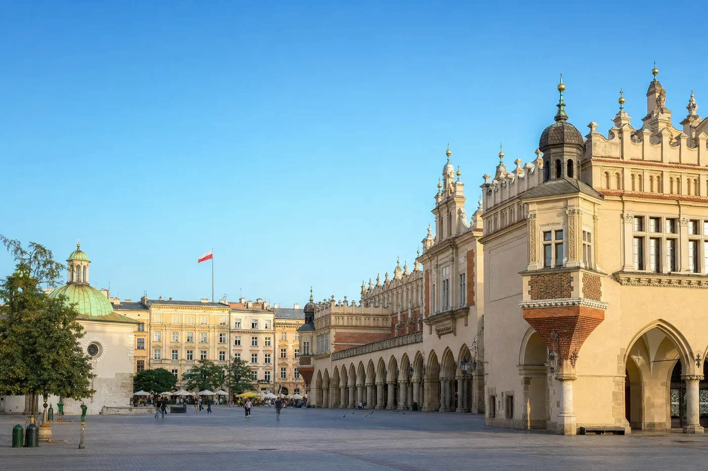 Poland – famous landmark with the national flag