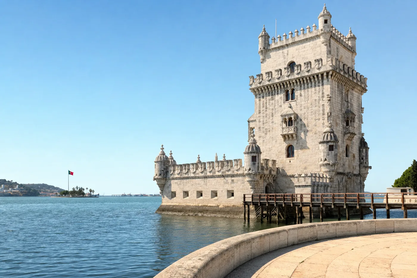 Portugal – famous landmark with the national flag