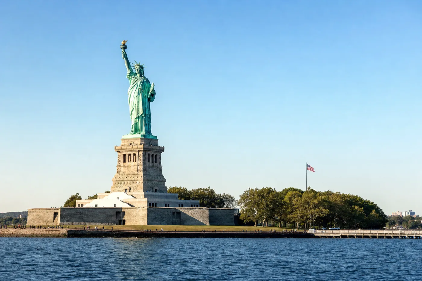 United States – famous landmark with the national flag