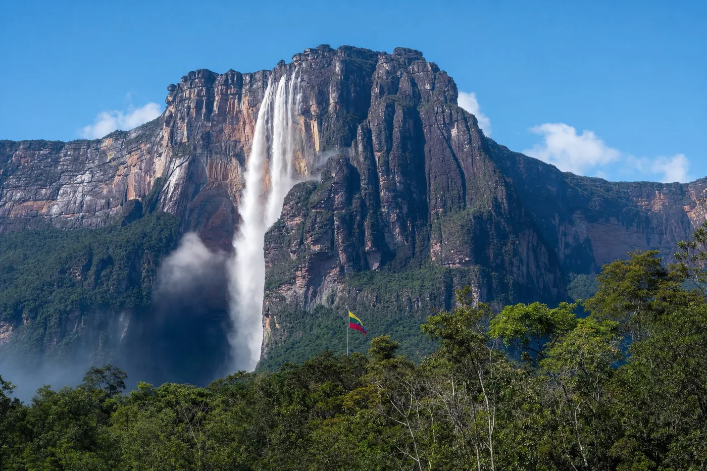 Venezuela – famous landmark with the national flag