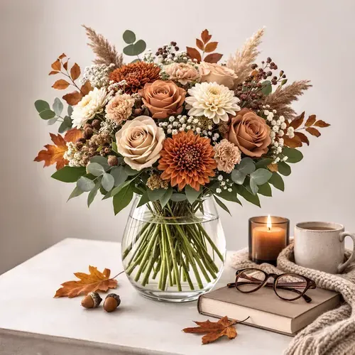 Autumn bouquet in warm tones