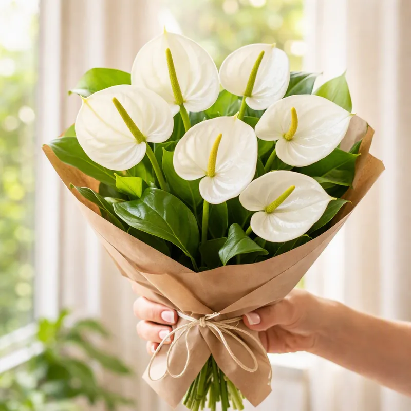 Anthurium (Flamingo Flower) – White – bilde 3