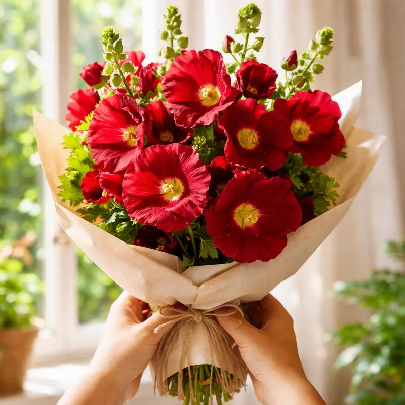Hollyhock – Red – bilde 3